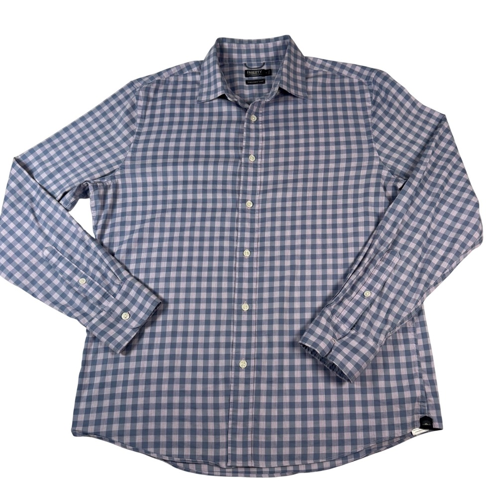 Faherty Reserve Movement Shirt Mens Medium Blue Gingham Stretch Cotton Preppy M